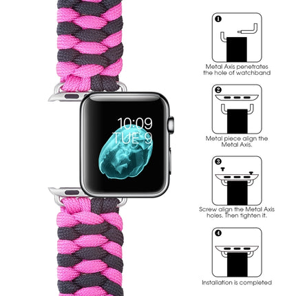 Paracord Plain Weave Hook And Loop Fastener Nylon Watch Band, For Apple Watch Series 8&7 41mm / SE 2&6&SE&5&4 40mm, For Apple Watch Ultra 49mm / Series 8&7 45mm / SE 2&6&SE&5&4 44mm - DealBuddy