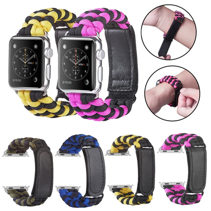 Paracord Plain Weave Hook And Loop Fastener Nylon Watch Band, For Apple Watch Series 8&7 41mm / SE 2&6&SE&5&4 40mm, For Apple Watch Ultra 49mm / Series 8&7 45mm / SE 2&6&SE&5&4 44mm - DealBuddy