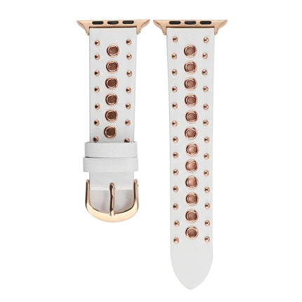 Punk Rivet Genuine Leather Watch Band, For Apple Watch Series 7 41mm / 6 & SE & 5 & 4 40mm, For Apple Watch Ultra 49mm / Series 8&7 45mm / SE 2&6&SE&5&4 44mm - DealBuddy