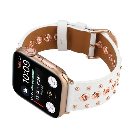 Punk Rivet Genuine Leather Watch Band, For Apple Watch Series 7 41mm / 6 & SE & 5 & 4 40mm, For Apple Watch Ultra 49mm / Series 8&7 45mm / SE 2&6&SE&5&4 44mm - DealBuddy