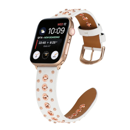 Punk Rivet Genuine Leather Watch Band, For Apple Watch Series 7 41mm / 6 & SE & 5 & 4 40mm, For Apple Watch Ultra 49mm / Series 8&7 45mm / SE 2&6&SE&5&4 44mm - DealBuddy