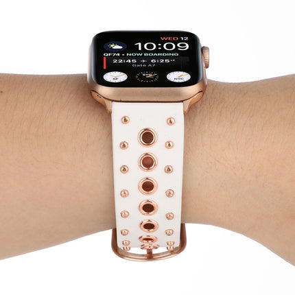 Punk Rivet Genuine Leather Watch Band, For Apple Watch Series 7 41mm / 6 & SE & 5 & 4 40mm, For Apple Watch Ultra 49mm / Series 8&7 45mm / SE 2&6&SE&5&4 44mm - DealBuddy
