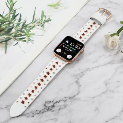 Punk Rivet Genuine Leather Watch Band, For Apple Watch Series 7 41mm / 6 & SE & 5 & 4 40mm, For Apple Watch Ultra 49mm / Series 8&7 45mm / SE 2&6&SE&5&4 44mm - DealBuddy
