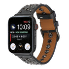 Punk Rivet Genuine Leather Watch Band, For Apple Watch Series 7 41mm / 6 & SE & 5 & 4 40mm, For Apple Watch Ultra 49mm / Series 8&7 45mm / SE 2&6&SE&5&4 44mm - DealBuddy