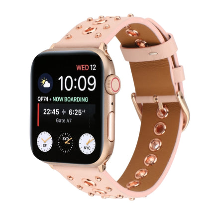 Punk Rivet Genuine Leather Watch Band, For Apple Watch Series 7 41mm / 6 & SE & 5 & 4 40mm, For Apple Watch Ultra 49mm / Series 8&7 45mm / SE 2&6&SE&5&4 44mm - DealBuddy