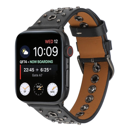 Punk Rivet Genuine Leather Watch Band, For Apple Watch Series 7 41mm / 6 & SE & 5 & 4 40mm, For Apple Watch Ultra 49mm / Series 8&7 45mm / SE 2&6&SE&5&4 44mm - DealBuddy