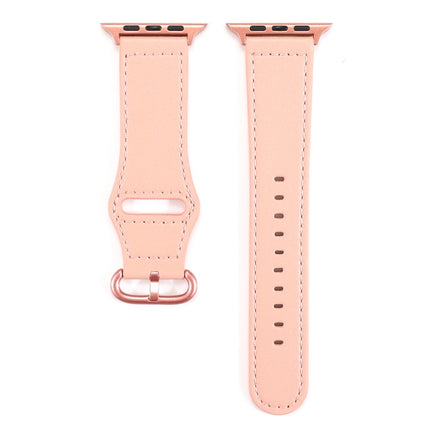 Solid Color Genuine Leather Watchband, For Apple Watch Series 7 41mm / 6 & SE & 5 & 4 40mm / 3 & 2 & 1 38mm, For Apple Watch Series 7 45mm / 6 & SE & 5 & 4 44mm / 3 & 2 & 1 42mm - DealBuddy