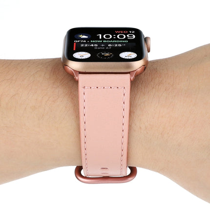 Solid Color Genuine Leather Watchband, For Apple Watch Series 7 41mm / 6 & SE & 5 & 4 40mm / 3 & 2 & 1 38mm, For Apple Watch Series 7 45mm / 6 & SE & 5 & 4 44mm / 3 & 2 & 1 42mm - DealBuddy