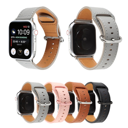 Solid Color Genuine Leather Watchband, For Apple Watch Series 7 41mm / 6 & SE & 5 & 4 40mm / 3 & 2 & 1 38mm, For Apple Watch Series 7 45mm / 6 & SE & 5 & 4 44mm / 3 & 2 & 1 42mm - DealBuddy