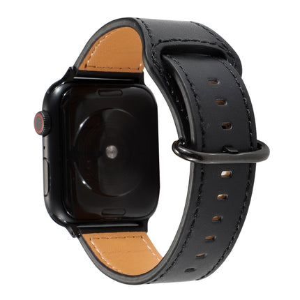 Solid Color Genuine Leather Watchband, For Apple Watch Series 7 41mm / 6 & SE & 5 & 4 40mm / 3 & 2 & 1 38mm, For Apple Watch Series 7 45mm / 6 & SE & 5 & 4 44mm / 3 & 2 & 1 42mm - DealBuddy