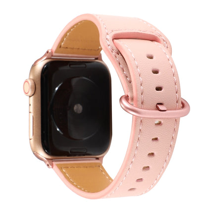 Solid Color Genuine Leather Watchband, For Apple Watch Series 7 41mm / 6 & SE & 5 & 4 40mm / 3 & 2 & 1 38mm, For Apple Watch Series 7 45mm / 6 & SE & 5 & 4 44mm / 3 & 2 & 1 42mm - DealBuddy