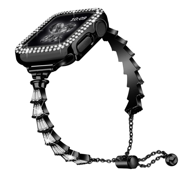 Full Diamond Crown Metal Watch Band, For Apple Watch Series 8&7 45mm / SE 2&6&SE&5&4 44mm, For Apple Watch Series 8&7 41mm / SE 2&6&SE&5&4 40mm - DealBuddy