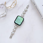 For Apple Watch Series 8&7 45mm / SE 2&6&SE&5&4 44mm / Pearl Flower Silver