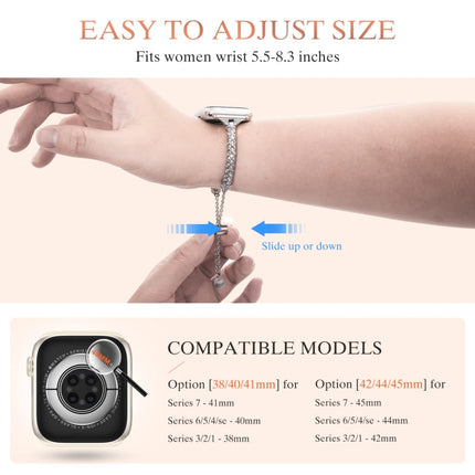 Full Diamond Metal Bracelet Watch Band, For Apple Watch Series 8&7 45mm / SE 2&6&SE&5&4 44mm, For Apple Watch Series 8&7 41mm / SE 2&6&SE&5&4 40mm - DealBuddy