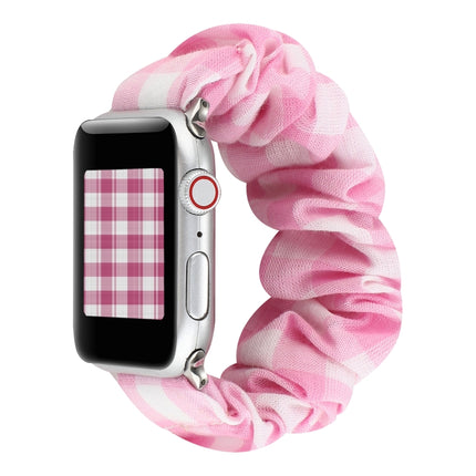 Plaid Pattern Cloth + Stainless Steel Hair Ring Watchband, For Apple Watch Series 7 41mm / 6 & SE & 5 & 4 40mm / 3 & 2 & 1 38mm, For Apple Watch Series 7 45mm / 6 & SE & 5 & 4 44mm / 3 & 2 & 1 42mm - DealBuddy