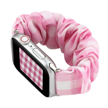 Plaid Pattern Cloth + Stainless Steel Hair Ring Watchband, For Apple Watch Series 7 41mm / 6 & SE & 5 & 4 40mm / 3 & 2 & 1 38mm, For Apple Watch Series 7 45mm / 6 & SE & 5 & 4 44mm / 3 & 2 & 1 42mm - DealBuddy