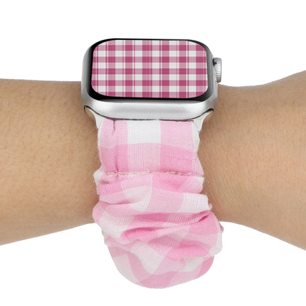 Plaid Pattern Cloth + Stainless Steel Hair Ring Watchband, For Apple Watch Series 7 41mm / 6 & SE & 5 & 4 40mm / 3 & 2 & 1 38mm, For Apple Watch Series 7 45mm / 6 & SE & 5 & 4 44mm / 3 & 2 & 1 42mm - DealBuddy