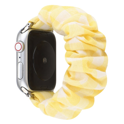 Plaid Pattern Cloth + Stainless Steel Hair Ring Watchband, For Apple Watch Series 7 41mm / 6 & SE & 5 & 4 40mm / 3 & 2 & 1 38mm, For Apple Watch Series 7 45mm / 6 & SE & 5 & 4 44mm / 3 & 2 & 1 42mm - DealBuddy