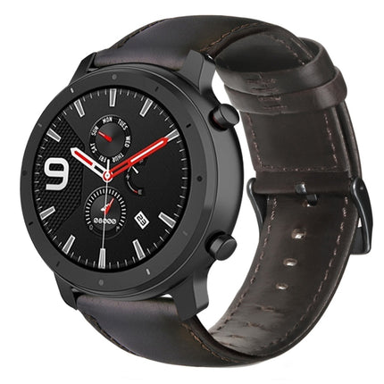 Oil Wax Genuine Leather Watch Band, For Amazfit GTR 47mm / Pace / Stratos, For Amazfit 2 Stratos, For Ticwatch Pro / E2 / S2, For Pebble Gen 1, For Pebble Time - DealBuddy