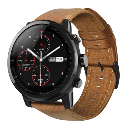 Oil Wax Genuine Leather Watch Band, For Amazfit GTR 47mm / Pace / Stratos, For Amazfit 2 Stratos, For Ticwatch Pro / E2 / S2, For Pebble Gen 1, For Pebble Time - DealBuddy