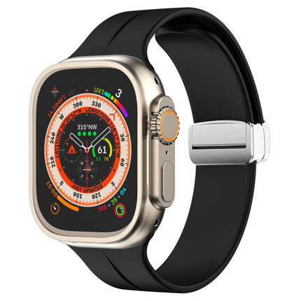 Magnetic Fold Clasp Silicone Watch Band, For Apple Watch Series 8&7 45mm, For Apple Watch Series 8&7 41mm - DealBuddy