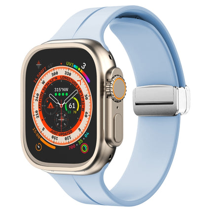 Magnetic Fold Clasp Silicone Watch Band, For Apple Watch Series 8&7 45mm, For Apple Watch Series 8&7 41mm - DealBuddy