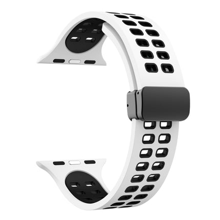 Magnetic Fold Clasp Square Holes Silicone Watch Band, For Apple Watch Series 8&7 45mm, For Apple Watch Series 8&7 41mm - DealBuddy
