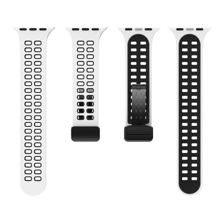 Magnetic Fold Clasp Square Holes Silicone Watch Band, For Apple Watch Series 8&7 45mm, For Apple Watch Series 8&7 41mm - DealBuddy