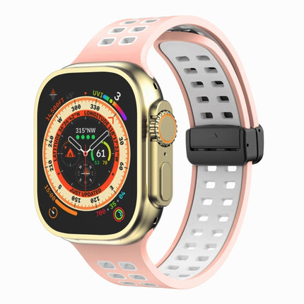 Magnetic Fold Clasp Square Holes Silicone Watch Band, For Apple Watch Series 8&7 45mm, For Apple Watch Series 8&7 41mm - DealBuddy