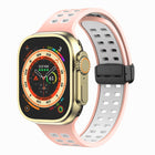 Magnetic Fold Clasp Square Holes Silicone Watch Band, For Apple Watch Series 8&7 45mm, For Apple Watch Series 8&7 41mm - DealBuddy