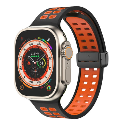 Magnetic Fold Clasp Square Holes Silicone Watch Band, For Apple Watch Series 8&7 45mm, For Apple Watch Series 8&7 41mm - DealBuddy