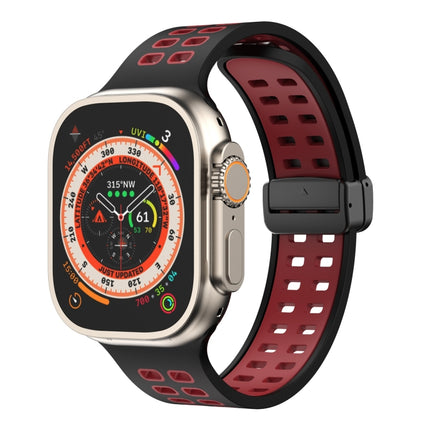 Magnetic Fold Clasp Square Holes Silicone Watch Band, For Apple Watch Series 8&7 45mm, For Apple Watch Series 8&7 41mm - DealBuddy