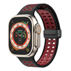 Magnetic Fold Clasp Square Holes Silicone Watch Band, For Apple Watch Series 8&7 45mm, For Apple Watch Series 8&7 41mm - DealBuddy