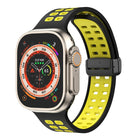 Magnetic Fold Clasp Square Holes Silicone Watch Band, For Apple Watch Series 8&7 45mm, For Apple Watch Series 8&7 41mm - DealBuddy