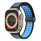 Magnetic Fold Clasp Square Holes Silicone Watch Band, For Apple Watch Series 8&7 45mm, For Apple Watch Series 8&7 41mm - DealBuddy