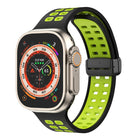 Magnetic Fold Clasp Square Holes Silicone Watch Band, For Apple Watch Series 8&7 45mm, For Apple Watch Series 8&7 41mm - DealBuddy