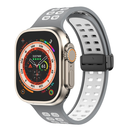 Magnetic Fold Clasp Square Holes Silicone Watch Band, For Apple Watch Series 8&7 45mm, For Apple Watch Series 8&7 41mm - DealBuddy