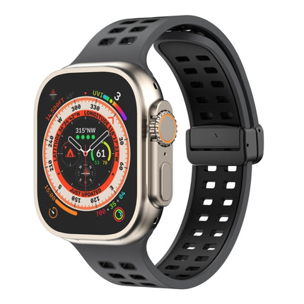 Magnetic Fold Clasp Square Holes Silicone Watch Band, For Apple Watch Series 8&7 45mm, For Apple Watch Series 8&7 41mm - DealBuddy