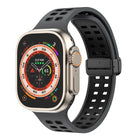 Magnetic Fold Clasp Square Holes Silicone Watch Band, For Apple Watch Series 8&7 45mm, For Apple Watch Series 8&7 41mm - DealBuddy