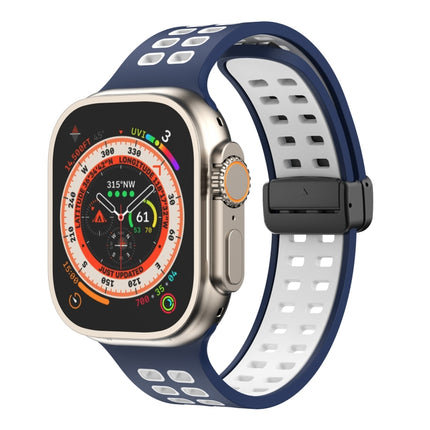 Magnetic Fold Clasp Square Holes Silicone Watch Band, For Apple Watch Series 8&7 45mm, For Apple Watch Series 8&7 41mm - DealBuddy
