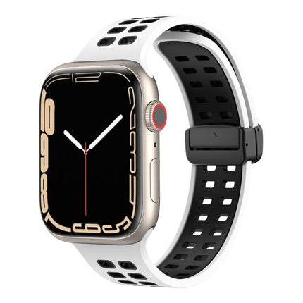 Magnetic Fold Clasp Square Holes Silicone Watch Band, For Apple Watch Series 8&7 45mm, For Apple Watch Series 8&7 41mm - DealBuddy