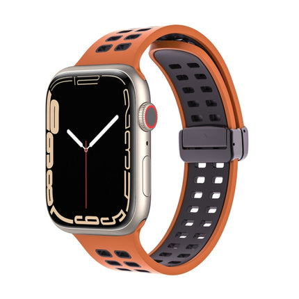 Magnetic Fold Clasp Square Holes Silicone Watch Band, For Apple Watch Series 8&7 45mm, For Apple Watch Series 8&7 41mm - DealBuddy