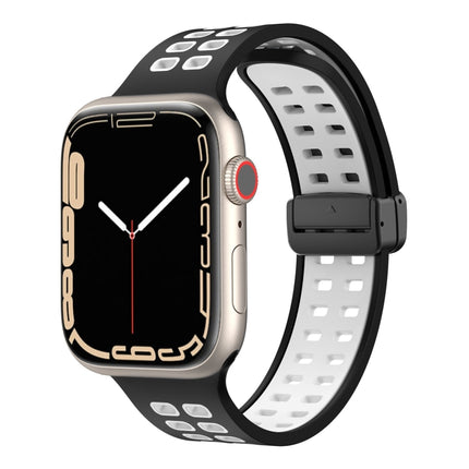 Magnetic Fold Clasp Square Holes Silicone Watch Band, For Apple Watch Series 8&7 45mm, For Apple Watch Series 8&7 41mm - DealBuddy