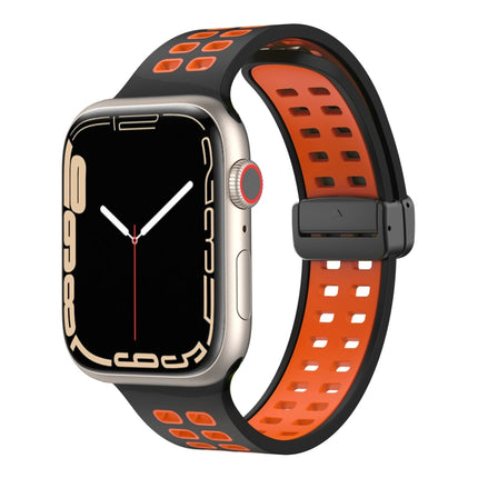 Magnetic Fold Clasp Square Holes Silicone Watch Band, For Apple Watch Series 8&7 45mm, For Apple Watch Series 8&7 41mm - DealBuddy