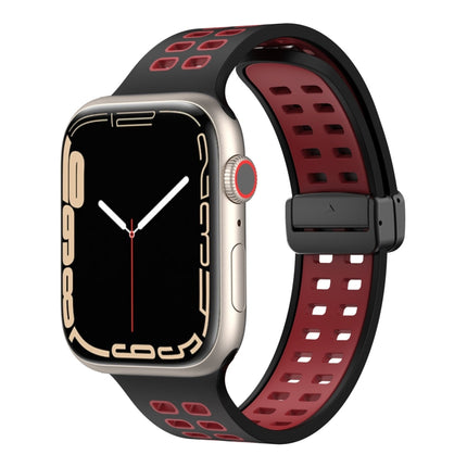 Magnetic Fold Clasp Square Holes Silicone Watch Band, For Apple Watch Series 8&7 45mm, For Apple Watch Series 8&7 41mm - DealBuddy