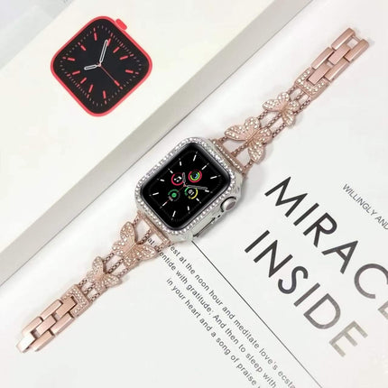 Butterfly Metal Diamond Watch Band, For Apple Watch Series 8&7 45mm, For Apple Watch Series 8&7 41mm - DealBuddy