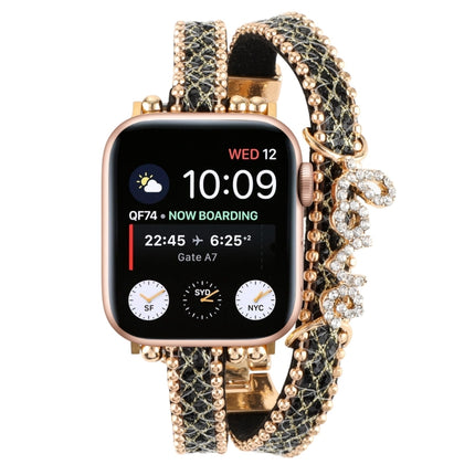 LOVE Leather Chain Watch Band, For Apple Watch Series 8&7 45mm, For Apple Watch Series 8&7 41mm - DealBuddy