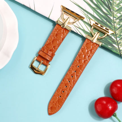 D-Buckle Cocodile Genuine Leather Watch Band, For Apple Watch Series 8&7 45mm, For Apple Watch Series 8&7 41mm - DealBuddy
