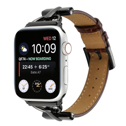 D-Buckle Cocodile Genuine Leather Watch Band, For Apple Watch Series 8&7 45mm, For Apple Watch Series 8&7 41mm - DealBuddy