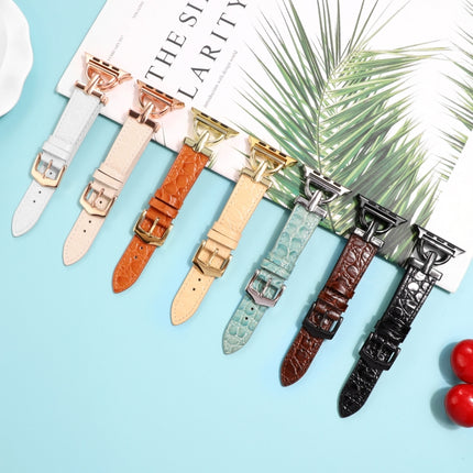 D-Buckle Cocodile Genuine Leather Watch Band, For Apple Watch Series 8&7 45mm, For Apple Watch Series 8&7 41mm - DealBuddy